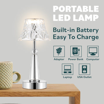 Madelyn 11.5" Bohemian Classic Acrylic Rechargeable Integrated LED Table Lamp - JONATHAN Y